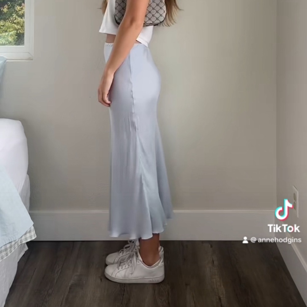 DJERF Avenue Baby Blue Slip Midi Skirt